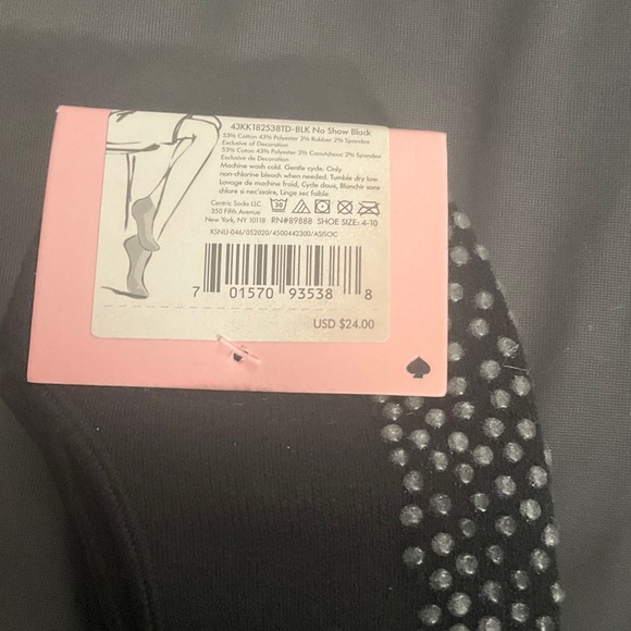 Kate Spade Black Socks with Gold Heart - Picture 3 of 4